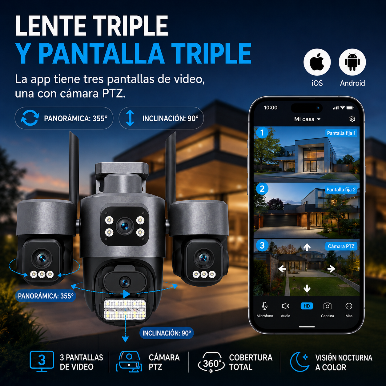 Lente Triple y Pantalla Triple